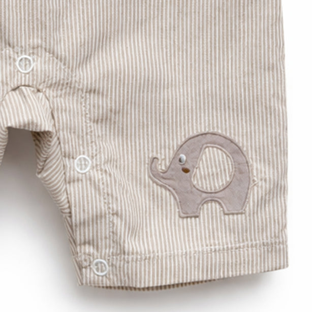 Teeny Tiny Romper For Boy - Grey Brown (Elephant Design)