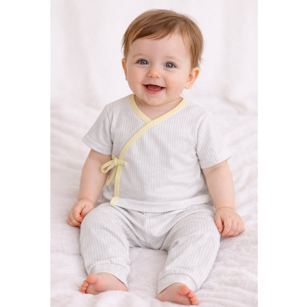 Teeny Tiny 2 Piece Set - Grey Yellow (Stripe) (Unisex)