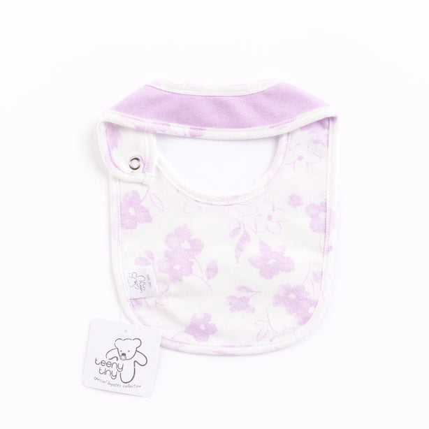 Teeny Tiny Baby Bib - Purple (Flower Design)