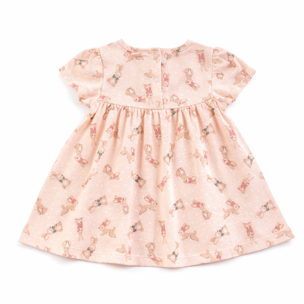 Teeny Tiny Dress For Girl - Pink Orange (Rabbit Design)