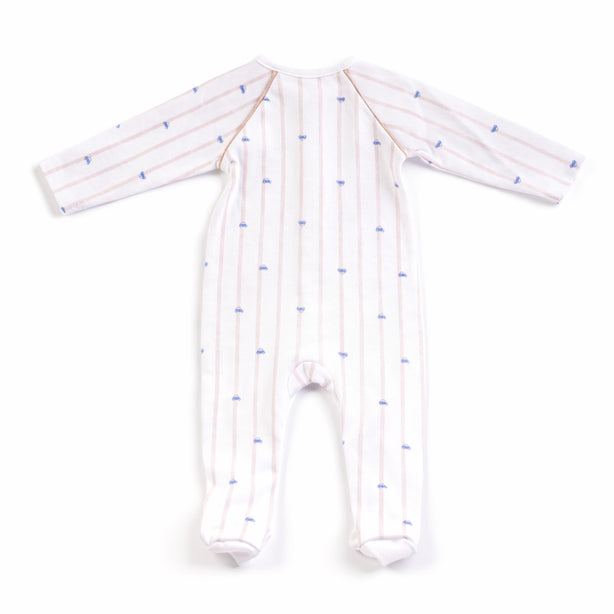 Teeny Tiny Soft and Cozy Sleepsuit For Boy – Long Sleeve White (Car Design)