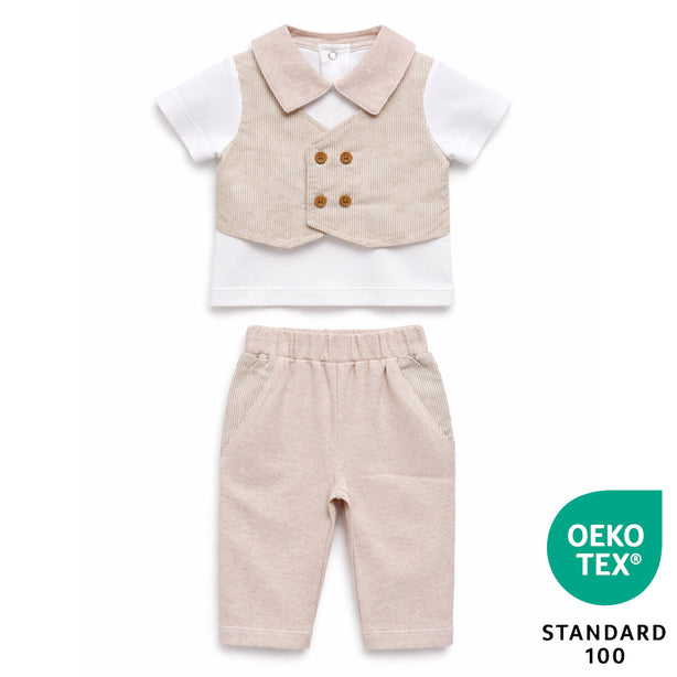 Teeny Tiny 2 Pieces Set For Boy - Grey Brown