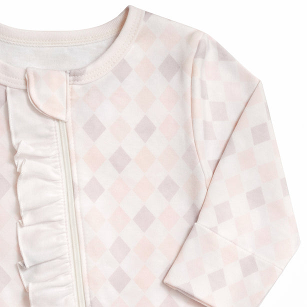 Teeny Tiny Soft and Cosy Sleepsuit – White (Squares Design)