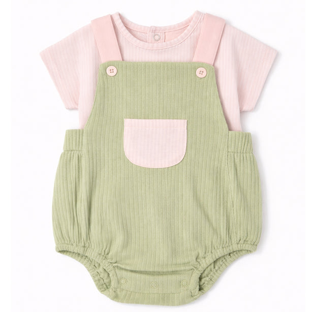 Teeny Tiny 2 Piece Set For Girl - Pink + Green