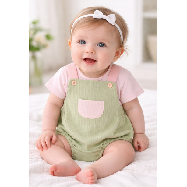 Teeny Tiny 2 Piece Set For Girl - Pink + Green
