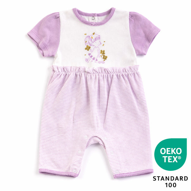 Teeny Tiny Romper For Girl - Purple (Flower Design)