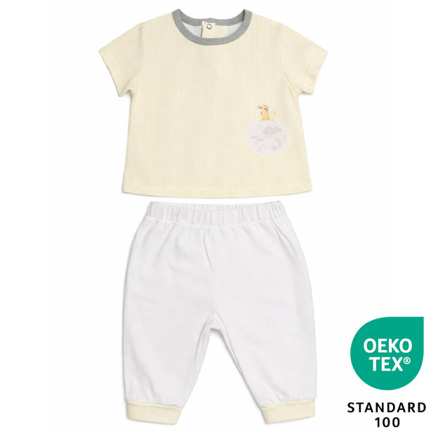 Teeny Tiny 2 Piece Set - Grey + Yellow (Stripe Cat) (Unisex)