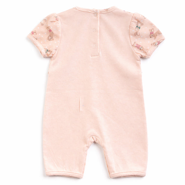 Teeny Tiny Romper For Girl - Pink Orange (Rabbit Design)