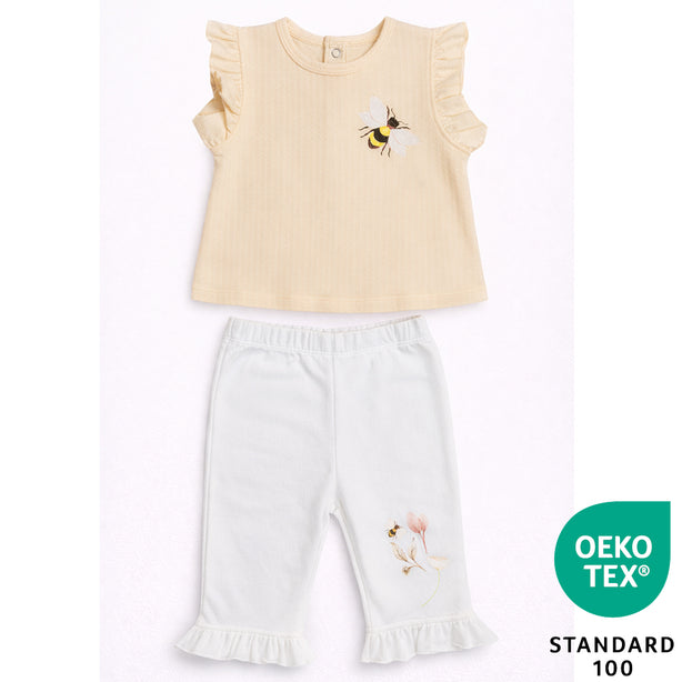 Teeny Tiny 2 Piece Set For Girl - White + Orange