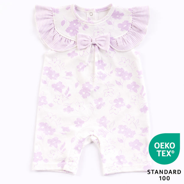 Teeny Tiny Romper For Girl - Purple (Flower Design)