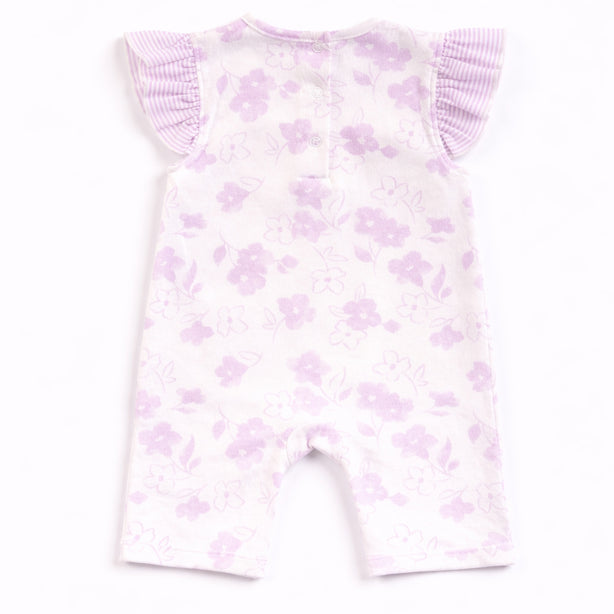 Teeny Tiny Romper For Girl - Purple (Flower Design)