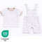 Teeny Tiny Dungaree 2 Piece Set For Boy - White (Car Design)
