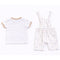 Teeny Tiny Dungaree 2 Piece Set For Boy - White (Car Design)