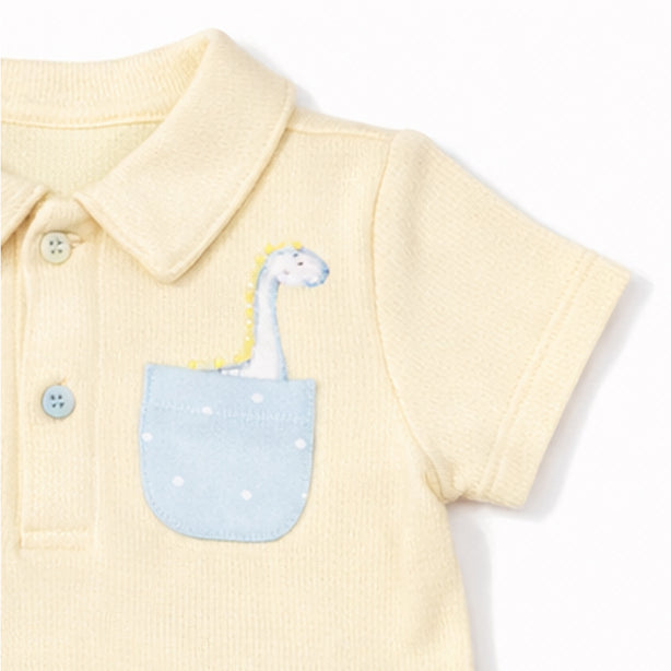 Teeny Tiny 2 Piece Set For Boy - Orange Yellow (Dinosaur)