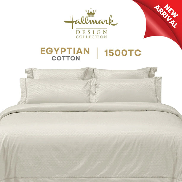 Hallmark Royal Egyptian Cotton Bed Sheet - 1500TC - Beige Lace