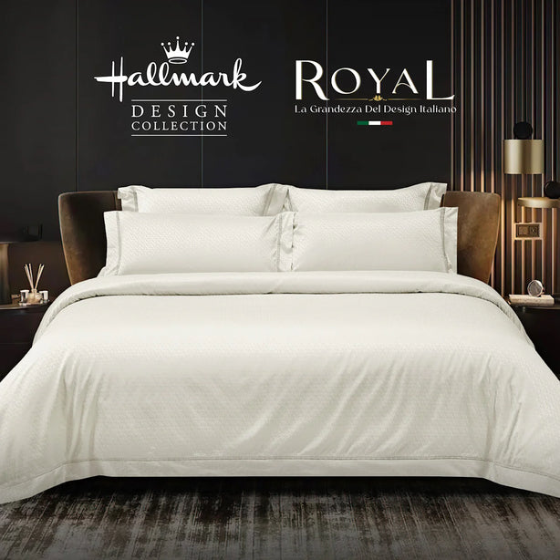 Hallmark Royal Egyptian Cotton Bed Sheet - 1500TC - Beige Lace