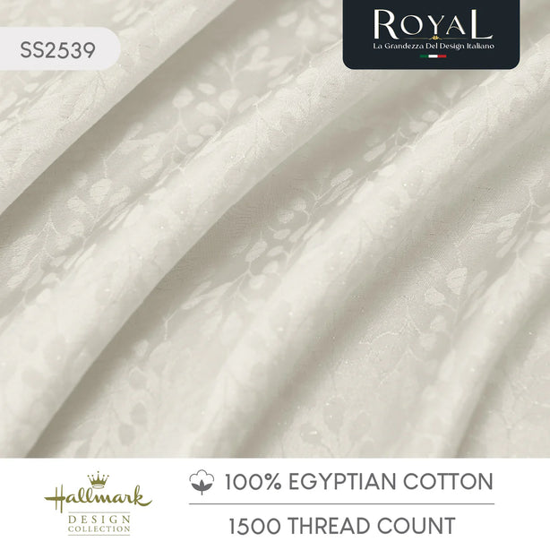 Hallmark Royal Egyptian Cotton Bed Sheet - 1500TC - Beige Lace
