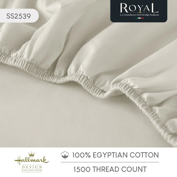 Hallmark Royal Egyptian Cotton Bed Sheet - 1500TC - Beige Lace