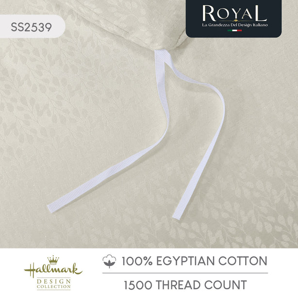 Hallmark Royal Egyptian Cotton Bed Sheet - 1500TC - Beige Lace