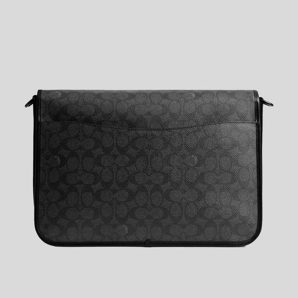 COACH Hitch Messenger Bag In Signature Canvas Charcoal RS-CAH92