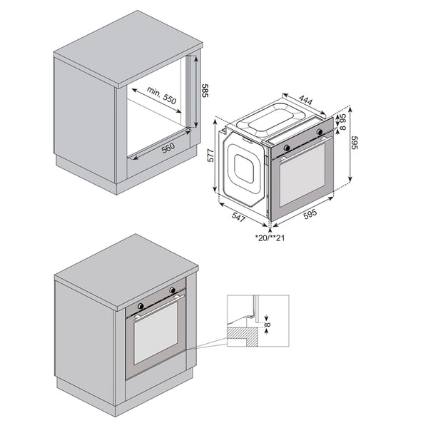 Tecno TBO-860 6 Function Upsized Capacity Conventional Built-in Oven