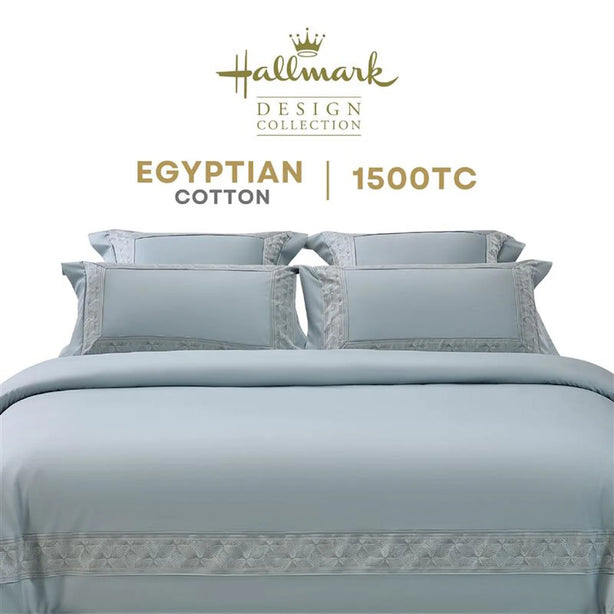 Hallmark Royal Egyptian Cotton Bed Sheet - 1500TC - Blue Lace