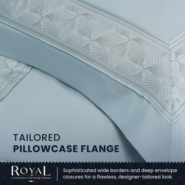 Hallmark Royal Egyptian Cotton Bed Sheet - 1500TC - Blue Lace