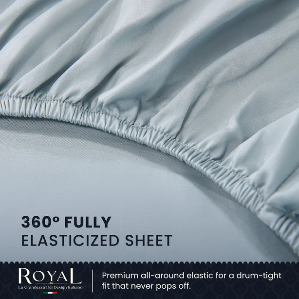 Hallmark Royal Egyptian Cotton Bed Sheet - 1500TC - Blue Lace