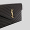 SAINT LAURENT YSL Matelasse Envelope Chain Wallet In Grain De Poudre Embossed Leather Black RS-857605BOW01