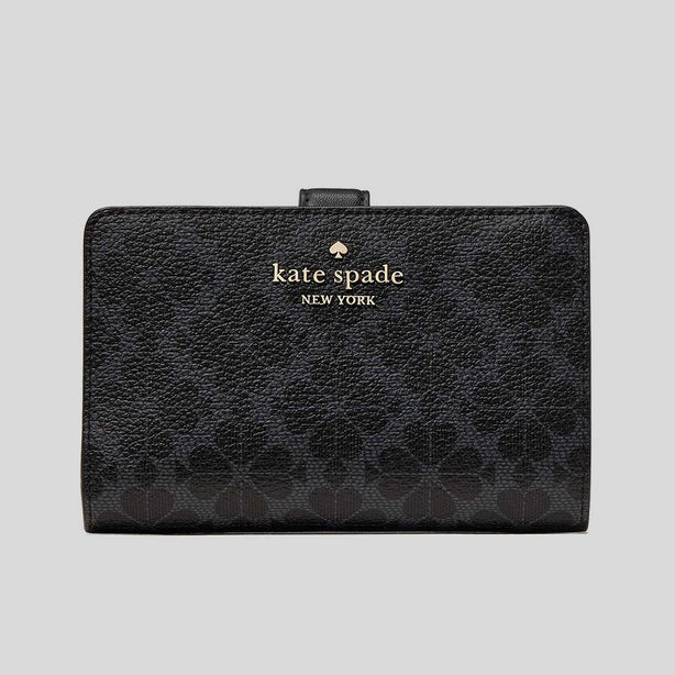 KATE SPADE Spade Flower Medium Compact Bifold Wallet Black RS-KN756