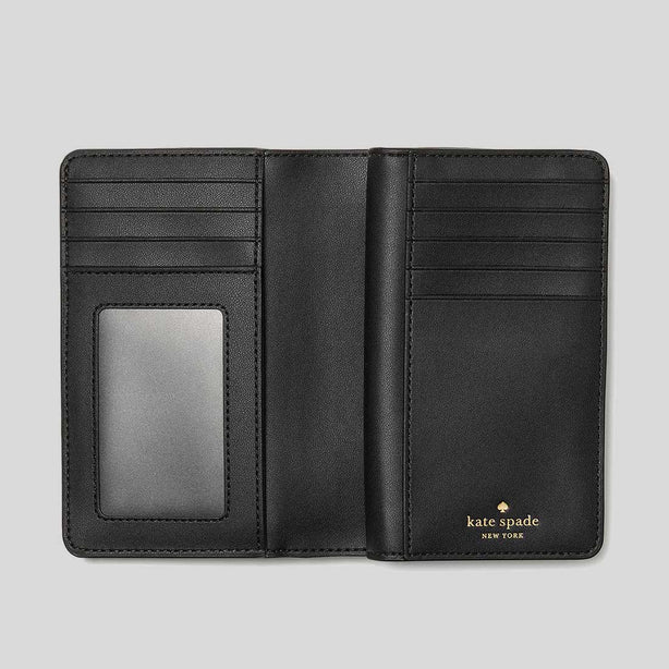 KATE SPADE Spade Flower Medium Compact Bifold Wallet Black RS-KN756