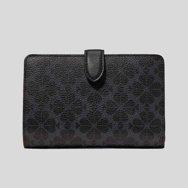 KATE SPADE Spade Flower Medium Compact Bifold Wallet Black RS-KN756