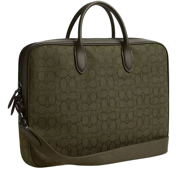 Coach Theo Work Bag In Signature Jacquard - Olive Drab CAK97