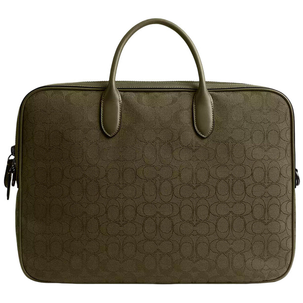 Coach Theo Work Bag In Signature Jacquard - Olive Drab CAK97