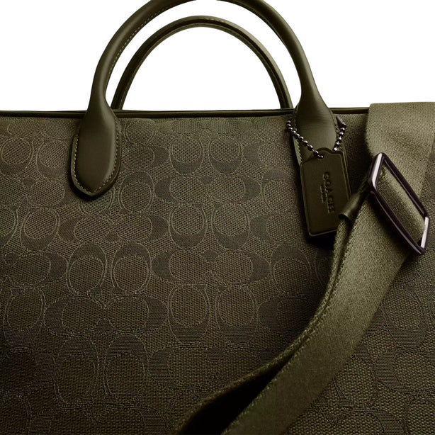 Coach Theo Work Bag In Signature Jacquard - Olive Drab CAK97