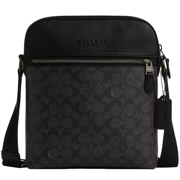 Coach Houston Flight Bag In Signature Canvas - Charcoal/ Black CZ398