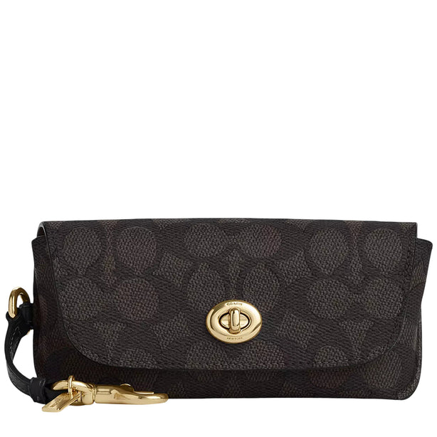 Coach Sunglass Case In Signature Canvas - Walnut/ Black CZ207