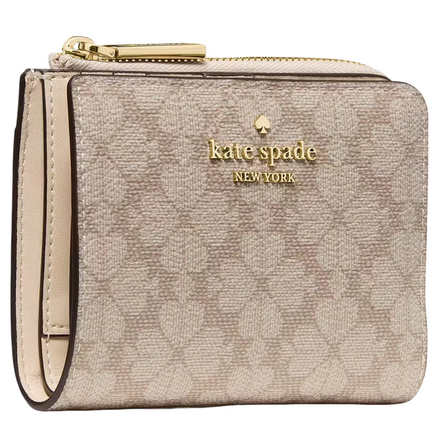 Kate Spade Spade Flower Small L-Zip Wallet - Dark Beige Multi KN768
