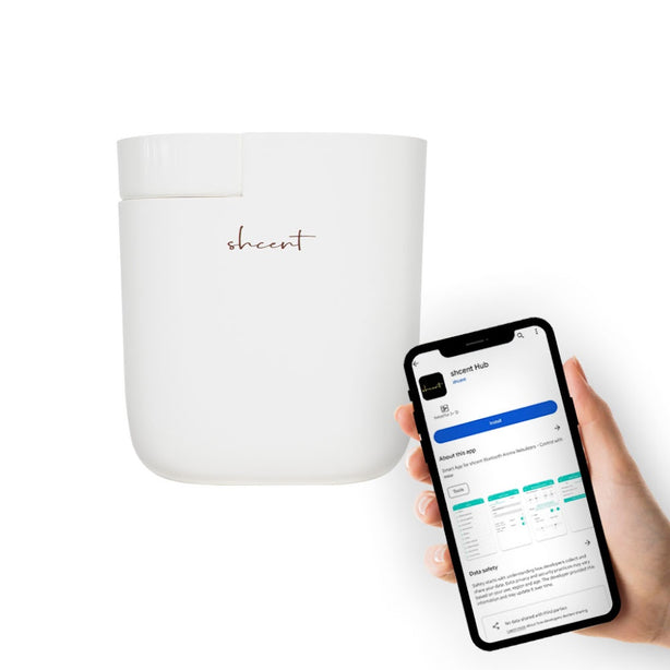shcent Mistelo Aroma Nebulizer Diffuser | Bluetooth-enabled | Waterless | Office & Home | Bundle with 2 x  10ml Essential Oil