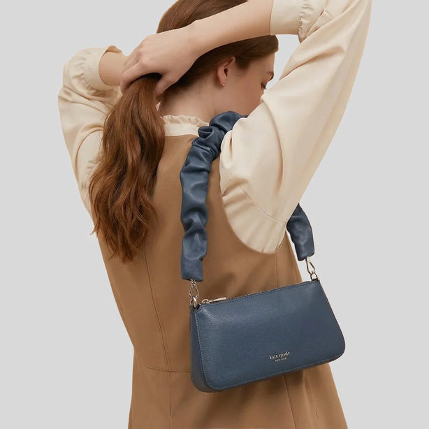 KATE SPADE Grace Glazed Leather Shoulder Bag Blue RS-KN040