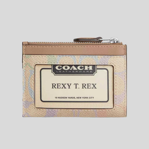 COACH Mini Skinny Id Case In Rainbow Signature Canvas Sand Multi RS-CDF92