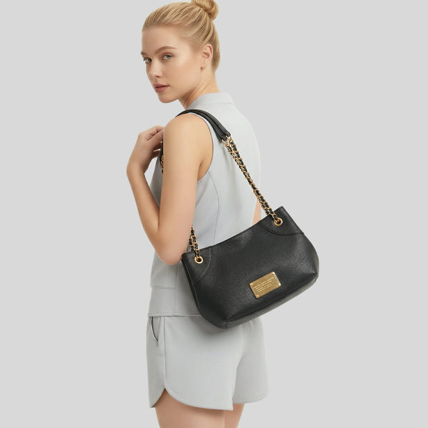 MARC JACOBS The Small Plaza Tote Pebbled Leather Black RS-4F5HTT023H01
