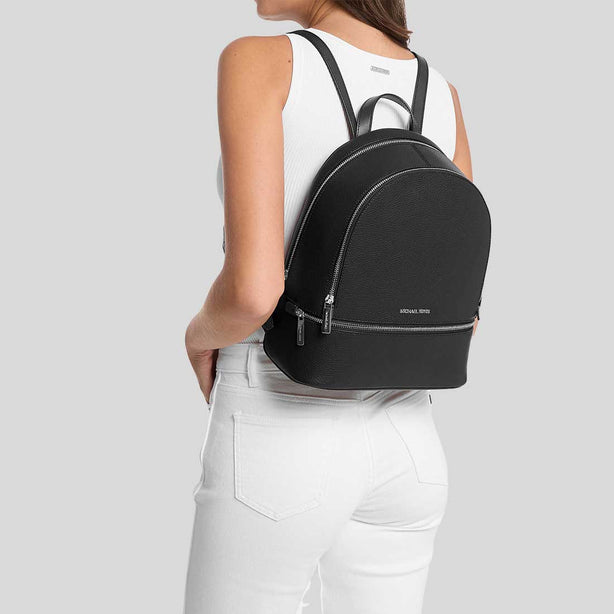 MICHAEL KORS Rhea Medium Pebbled Leather Backpack Black RS-35T5SM9M1L
