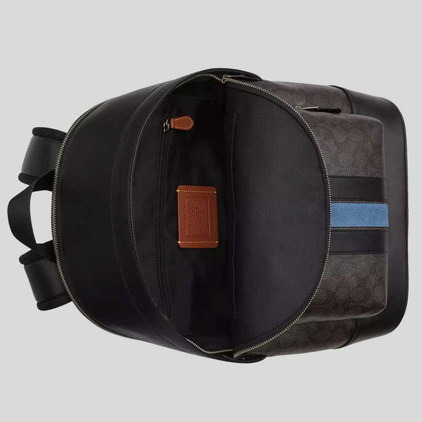 COACH West Backpack In Signature Canvas With Varsity Stripe Walnut Multi RS-CDC54