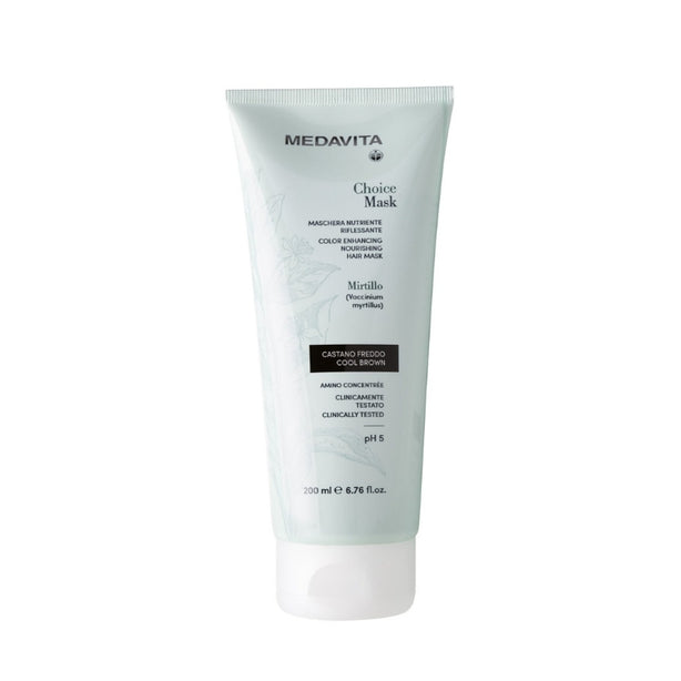 Medavita Choice Color Enhancing Hair Mask - Cool Brown with Blueberry Seed Oil and Coconut Oil 200ml (Bundle of 3)