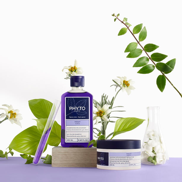 Phyto Purple Repairing No Yellow Mask 200ml for Bleached Blonde, Grey, White Hair (Bundle of 2)