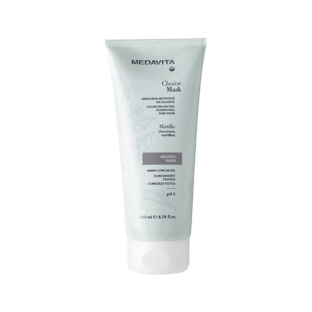 Medavita Choice Color Enhancing Hair Mask - Silver with Blueberry Seed Oil and Coconut Oil 200ml (Bundle of 3)