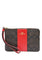 Coach Corner Zip Wristlet In Signature Canvas With Stripe - Walnut/Bold Red