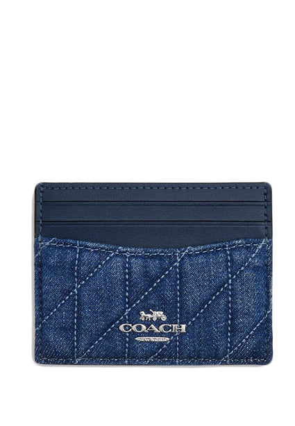 Coach Slim ID Card Case With Quilting in Denim - Denim