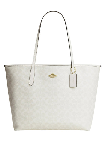 Coach City Tote Bag In Signature Canvas - White/Chalk